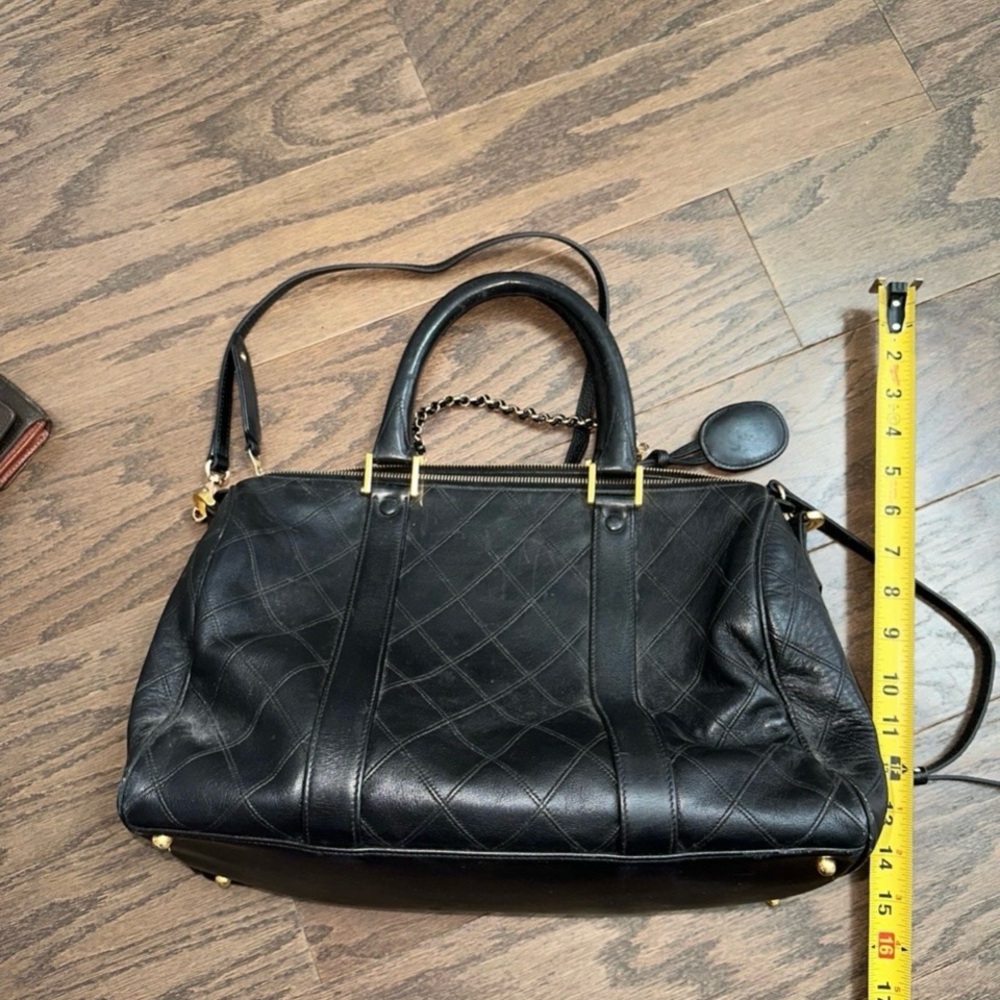 Chanel Black Leather Satchel with Gold Accents - Picture 11 of 12